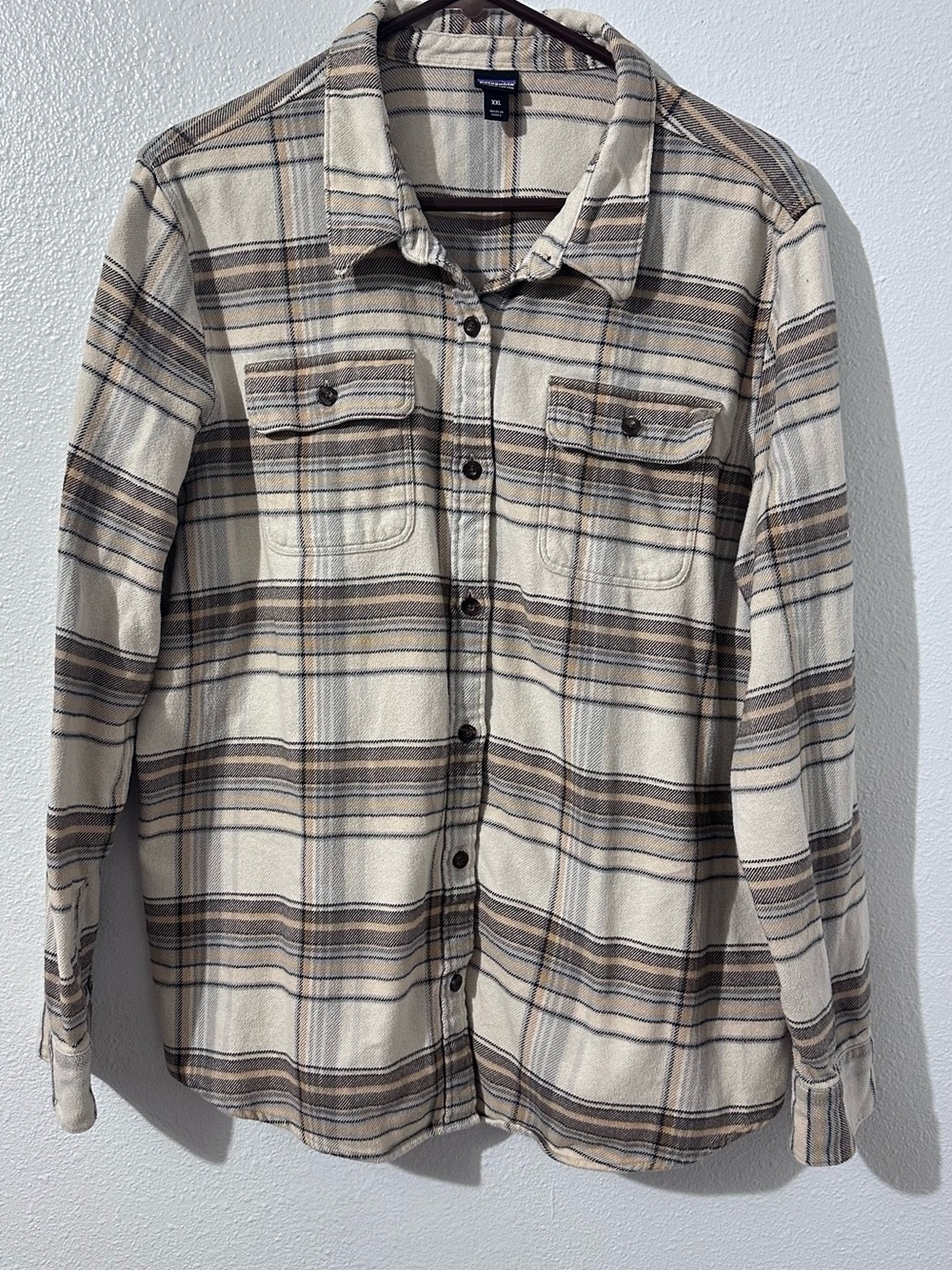 Patagonia Mens 2XL Full Button Plaid Flannel Cabin Woods Rustic